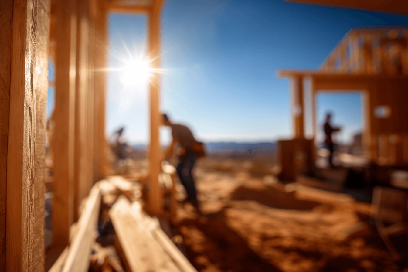 Framer working at sunrise on a Southern Utah build