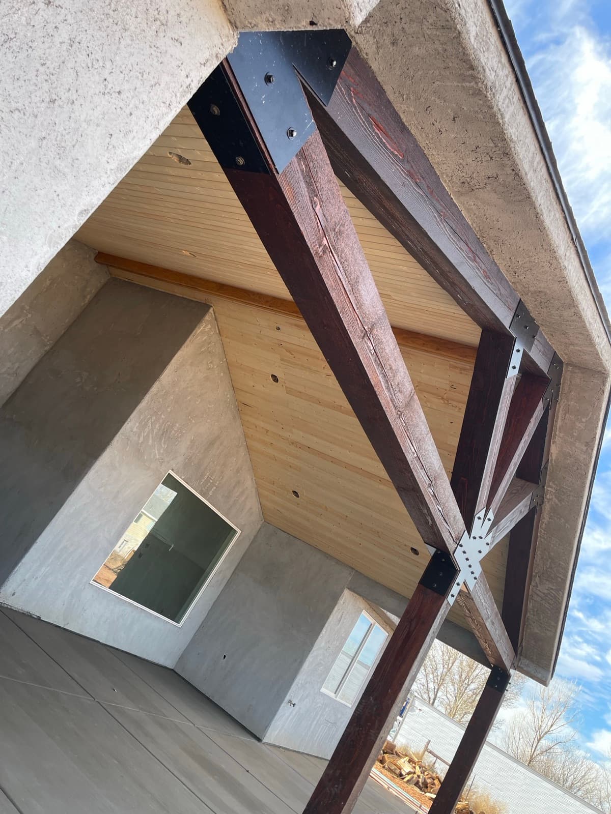 Steel and wood stair framing detail